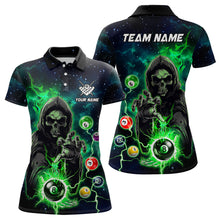 Load image into Gallery viewer, Green Billiard Grim Reaper Women Polo &amp; Quarter-Zip Shirts Customized Team League Billiard Jerseys TDM1752