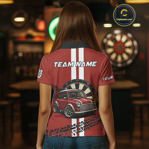 Personalized Red Funny Car Dart Shirts For Women Custom Darts Team Jerseys Polo & Quarter Zip TDM4151