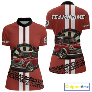 Personalized Red Funny Car Dart Shirts For Women Custom Darts Team Jerseys Polo & Quarter Zip TDM4151