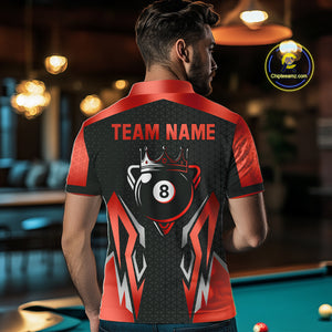 Black And Red 8 Ball Pool Crown Billiard Shirt For Men Custom Billiard Jersey Team Polo & 1/4 Zip TDM4322