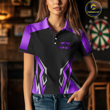 Load image into Gallery viewer, Black And Purple Crown Darts Shirt For Women Custom Darts Jerseys Team Polo &amp; Quarter Zip Uniform TDM4326