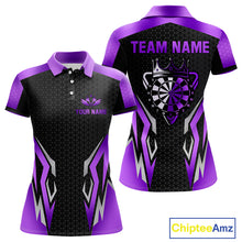 Load image into Gallery viewer, Black And Purple Crown Darts Shirt For Women Custom Darts Jerseys Team Polo &amp; Quarter Zip Uniform TDM4326