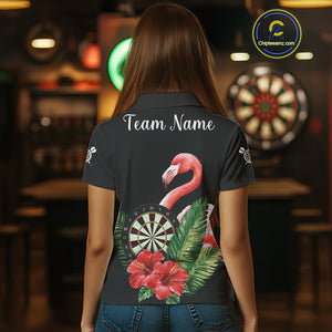 Personalized Tropical Flamingo Darts Shirt For Women, Funny Darts Jerseys Custom Darts Gifts TDM4327