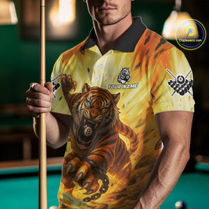 Personalized Yellow 8 Ball Pool Tiger Billiard Shirt For Men Custom Billiard Team Jersey Outfit TDM4540