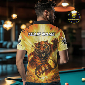 Personalized Yellow 8 Ball Pool Tiger Billiard Shirt For Men Custom Billiard Team Jersey Outfit TDM4540