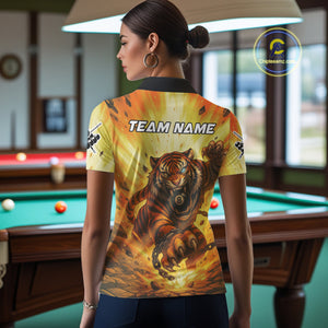 Personalized Yellow 8 Ball Pool Tiger Billiard Shirt For Women Custom Billiard Team Jersey Outfit TDM4540