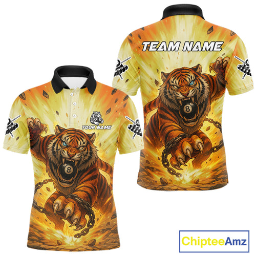 Personalized Yellow 8 Ball Pool Tiger Billiard Shirt For Men Custom Billiard Team Jersey Outfit TDM4540