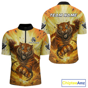 Personalized Yellow 8 Ball Pool Tiger Billiard Shirt For Men Custom Billiard Team Jersey Outfit TDM4540