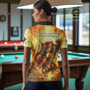 Personalized Yellow 9 Ball Pool Tiger Billiard Shirt For Women Custom Billiard Team Jersey Outfit TDM4541
