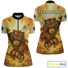 Load image into Gallery viewer, Personalized Yellow 9 Ball Pool Tiger Billiard Shirt For Women Custom Billiard Team Jersey Outfit TDM4541