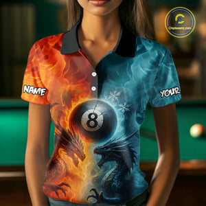 Personalized Dragon Water Fire 3D Billiard Shirt For Women Custom 8 Ball Pool Billiard Team Jerseys TDM4154