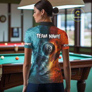 Personalized Dragon Water Fire 3D Billiard Shirt For Women Custom 8 Ball Pool Billiard Team Jerseys TDM4154