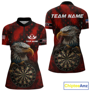 Black And Red American Flag Claw Eagle Darts Shirt For Women Custom Team Patriotic Darts Jerseys TDM4318