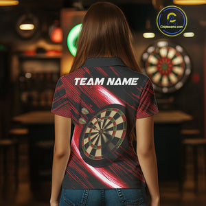 Personalized Red & Black Lion Dart Shirt For Women Custom Light Dartboard Team Jersey Polo & 1/4 Zip TDM4334