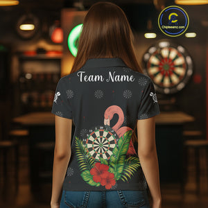 Personalized Tropical Flamingo Darts Shirt For Women Custom Funny Darts Jerseys Custom Darts Gifts TDM4345