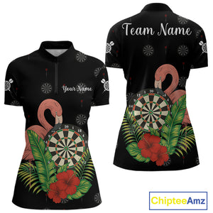Personalized Tropical Flamingo Darts Shirt For Women Custom Funny Darts Jerseys Custom Darts Gifts TDM4345