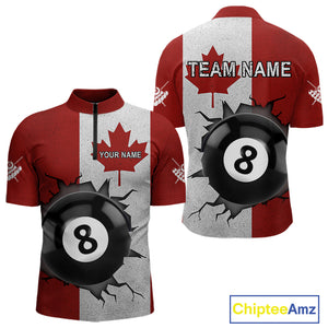 Personalized Grunge Canada Flag Billiard Shirt For Men Custom Funny 8 Ball Pool Team Jersey TDM4175