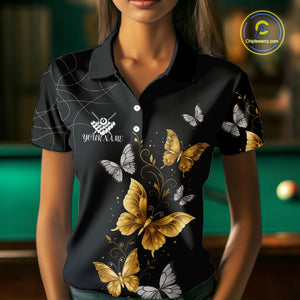 Personalized Golden 8 Ball Wings Butterflies Billiard Shirt For Women Custom Funny Pool Team Jersey TDM4777