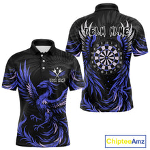 Load image into Gallery viewer, Personalized Phoenix Dartboard Wings Men's Dart Shirts Custom Blue And Black Darts Team Jerseys TDM4584