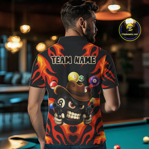 Personalized Red Funny Flame 8 Ball Billiard Shirt For Men Custom Pool Team Jersey Polo & 1/4 Zip TDM4782