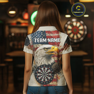 Personalized Patriotic Eagle Darts Shirt For Women Custom Vintage American Flag Darts Team Jersey TDM4219