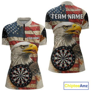 Personalized Patriotic Eagle Darts Shirt For Women Custom Vintage American Flag Darts Team Jersey TDM4219
