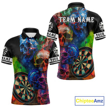 Load image into Gallery viewer, Funny Colorful Skull Darts Shirt For Men Custom Darts Team Jersey Polo &amp; 1/4 Zip, Darts Outfit TDM4378