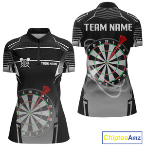 Black And White Dartboard Lights Custom Darts Polo & Quarter Zip For Women, 3D Darts Team Jersey TDM4802