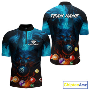 Personalized Flame Wolf 8 Ball Billiard Shirt For Men Custom Billiard Balls Pool Team Jersey TDM4805