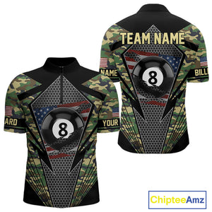 Military Green Camo 8 Ball Pool Billiard Shirt For Men Custom Patriotic US Flag Billiard Jerseys TDM4222