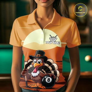 Funny Turkey 8 Ball Pool Billiard Shirt For Women Custom Thanksgiving Shirt For Pool Player TDM4817