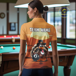 Funny Turkey 8 Ball Pool Billiard Shirt For Women Custom Thanksgiving Shirt For Pool Player TDM4817
