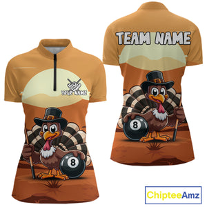 Funny Turkey 8 Ball Pool Billiard Shirt For Women Custom Thanksgiving Shirt For Pool Player TDM4817