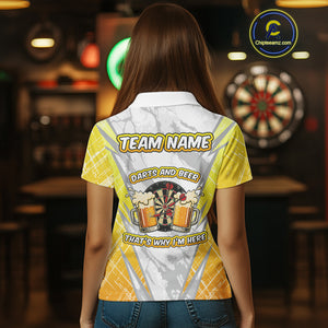 Darts And Beer That's Why I'm Here Custom Grunge Dart Shirt For Women, Drinking Darts Jerseys |White TDM4233