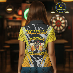 Darts And Beer That's Why I'm Here Custom Grunge Dart Shirt For Women, Drinking Darts Jerseys |Black TDM4234