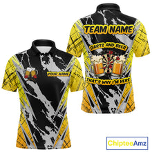 Load image into Gallery viewer, Darts And Beer That's Why I'm Here Custom Grunge Dart Shirt For Men, Drinking Darts Jerseys |Black TDM4234