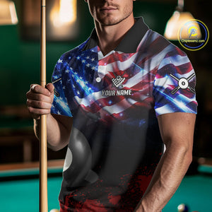 American Flag Patriotic Billiard Shirt For Men Custom 3D Billiard Balls 8 Ball Pool Team Jerseys TDM4263