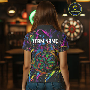Funny Colorful Dartboard Graffiti Style Dart Shirts For Women Custom Darts Team Jerseys, Darts Gifts TDM4113