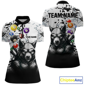 Personalized Grunge White Black Funny Wolf Billiard Shirt For Women Custom Pool Balls Team Jersey TDM4495