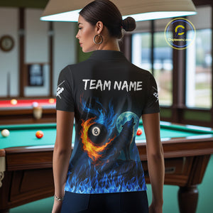 Personalized Flaming 8 Ball Pool Wolf Billiard Shirts For Women Custom Team League Billiard Jerseys TDM4146