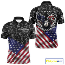 Load image into Gallery viewer, Personalized American Flag 8 Ball Wings Billiard Shirt For Men, Patriotic Pool Team Jerseys TDM4435