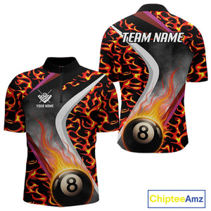 Personalized Flame Orange 8 Ball Pool Billiard Shirt For Men Custom Billiard Team Jerseys TDM4470