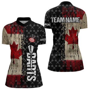 Grunge Vintage Canada Flag Custom Retro Dart Shirts For Women, Pride Team Patriotic Dart Jerseys TDM3691