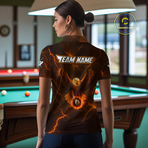 Personalized Eagle Thunder Lightning Orange Billiard Shirt For Women Custom 8 Ball Pool Team Jerseys TDM4241