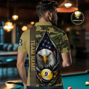 Green Camo American Flag Eagle 8 Ball & 9 Ball Pool Jersey For Men Custom Billiard Team Shirt TDM4659