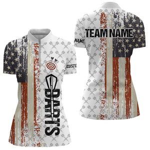 Grunge Retro US Flag Custom Darts Shirt For Women, Darts Jersey Pocket Option TDM3797