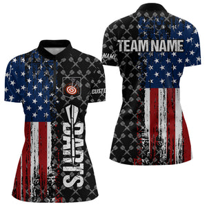 Grunge American Flag Custom Darts Shirt For Women, Darts Jersey Pocket Option TDM3798