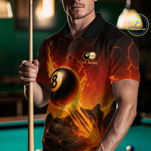 Personalized Fire 8 Ball & 9 Ball Billiard Shirt For Men Custom Pool Team Jersey Polo & 1/4 Zip TDM4281