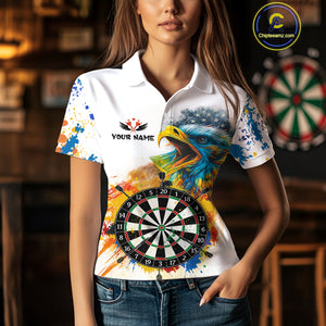 Funny Dartboard Colorful Paint Eagle Darts Shirt For Women Custom Darts Team Jersey Polo & 1/4 Zip TDM4293