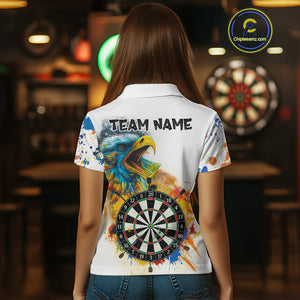 Funny Dartboard Colorful Paint Eagle Darts Shirt For Women Custom Darts Team Jersey Polo & 1/4 Zip TDM4293